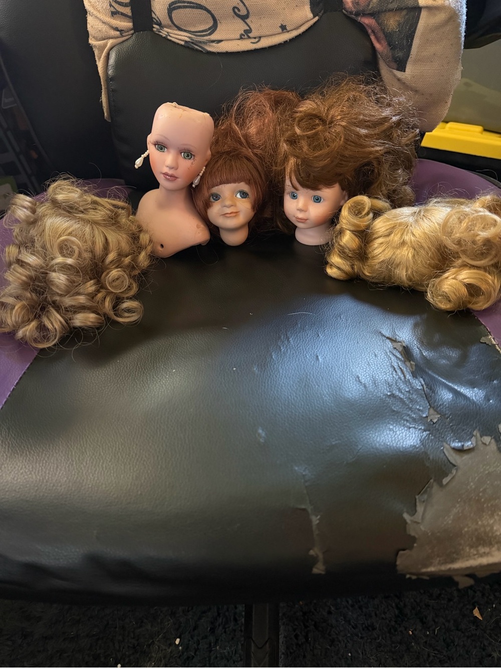 Vintage Doll Heads with wigs lot Blonde, Red, Light Brown